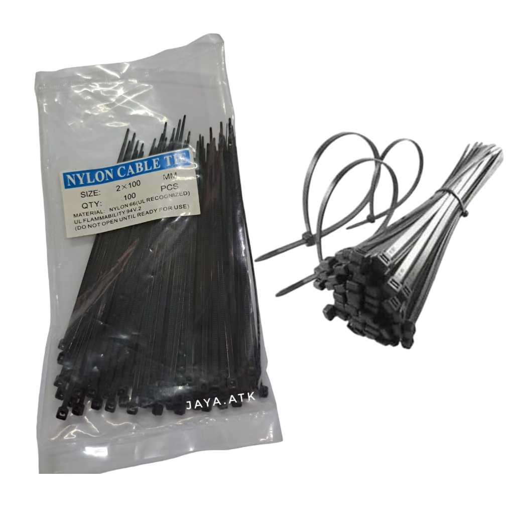 

CABLE TIES KABEL IKAT 10CM HITAM TIS PLASTIK 2 X 100 MM 100 PCS SEGEL