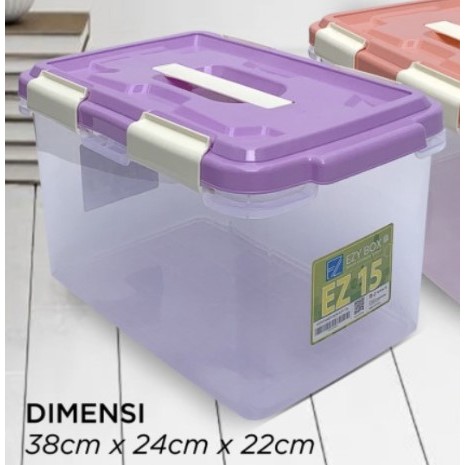 CONTAINER EZY BOX 15 LITER ADA PENGUNCI DAN HANDLE TANGAN HAMPER GDC HOUSEWARE