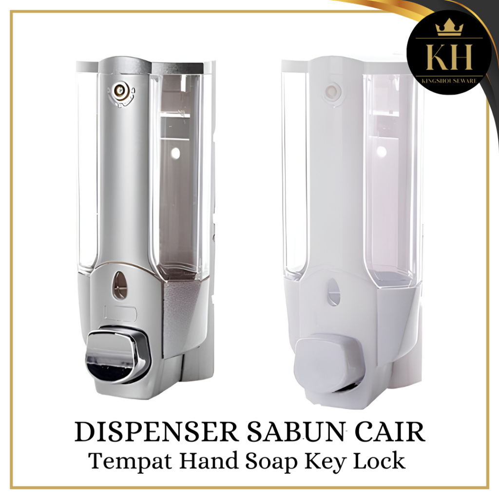 KH - Dispenser Sabun Cair / Tempat Sabun Kunci Tabung Pengunci Ganda Kamar Mandi Dinding
