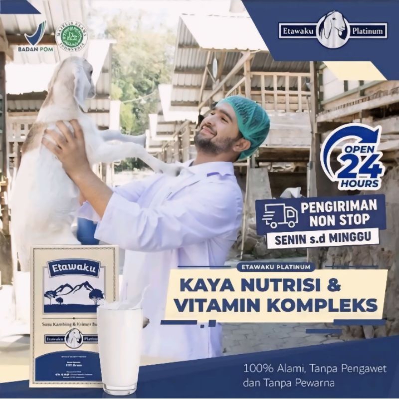 

EtawaKu Platinum Susu Kambing Etawa Murni Mengandung Vitamin Kompleks Tinggi Kalsium & Rendah Gula Paling Ampuh Tuntaskan Segala Macam Masalah Pernafasan Dan Nyeri Tulang Sendi Meradang Paket 1 Box Isi 200gr