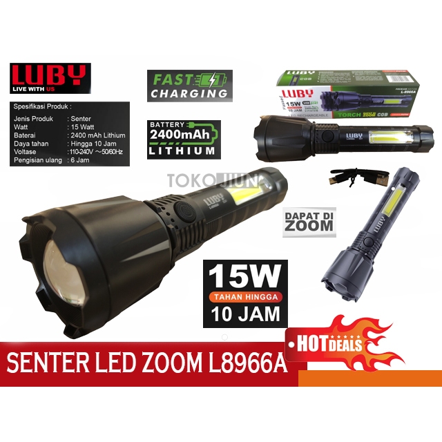 Senter LED Super Terang Bisa Zoom Multifungsi LUBY L8966A
