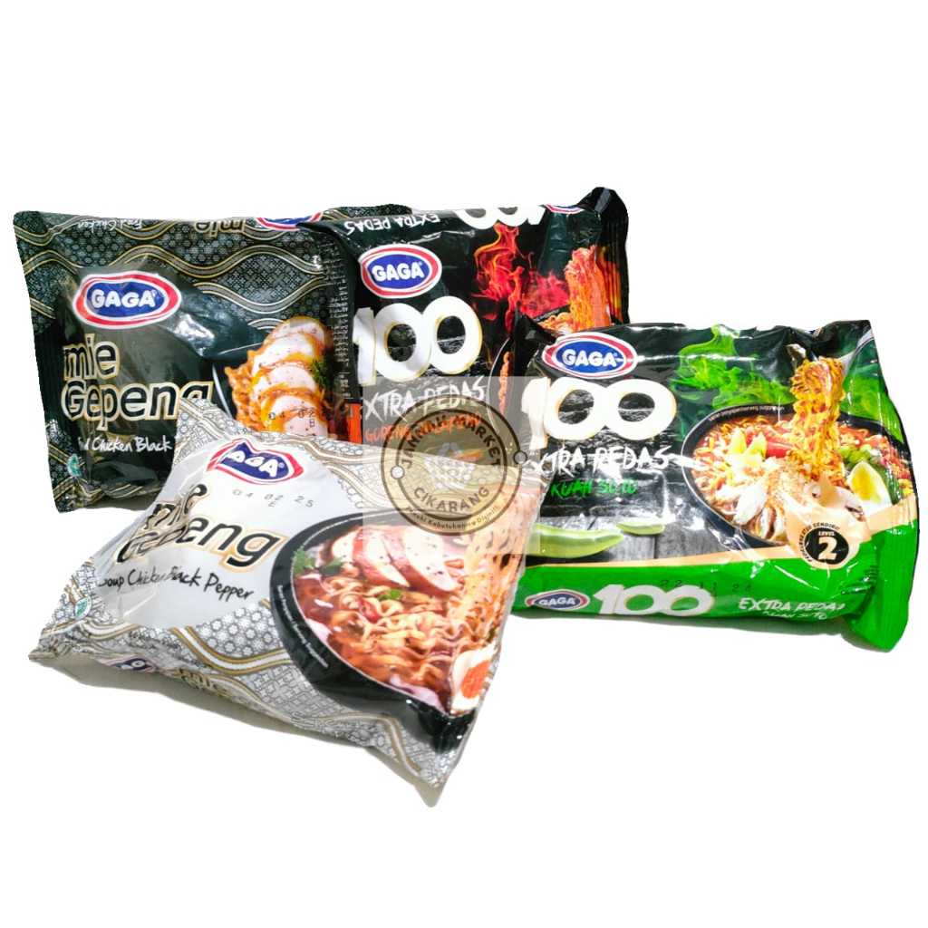 

Mie gaga 100 extra pedas dan mie gepeng