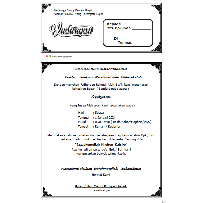 Undangan Syukuran Slametan Slamatan Menempati Rumah Baru Pindahan Rumah Murah Meriah Gratis Ongkir