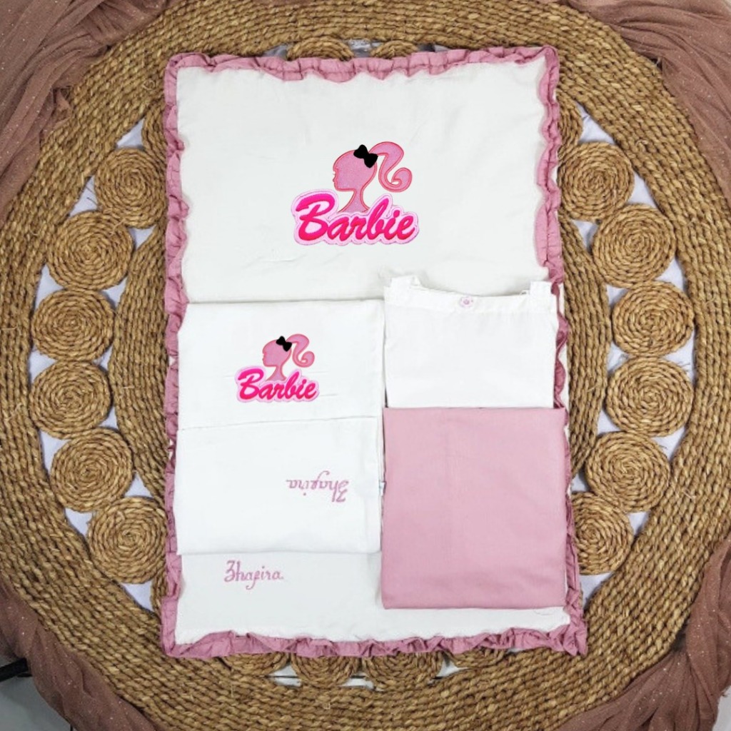 MUKENA SAJADAH ANAK DEWASA FREE BORDIR NAMA KARAKTER BARBIE / KADO MUKENA SEKOLAH