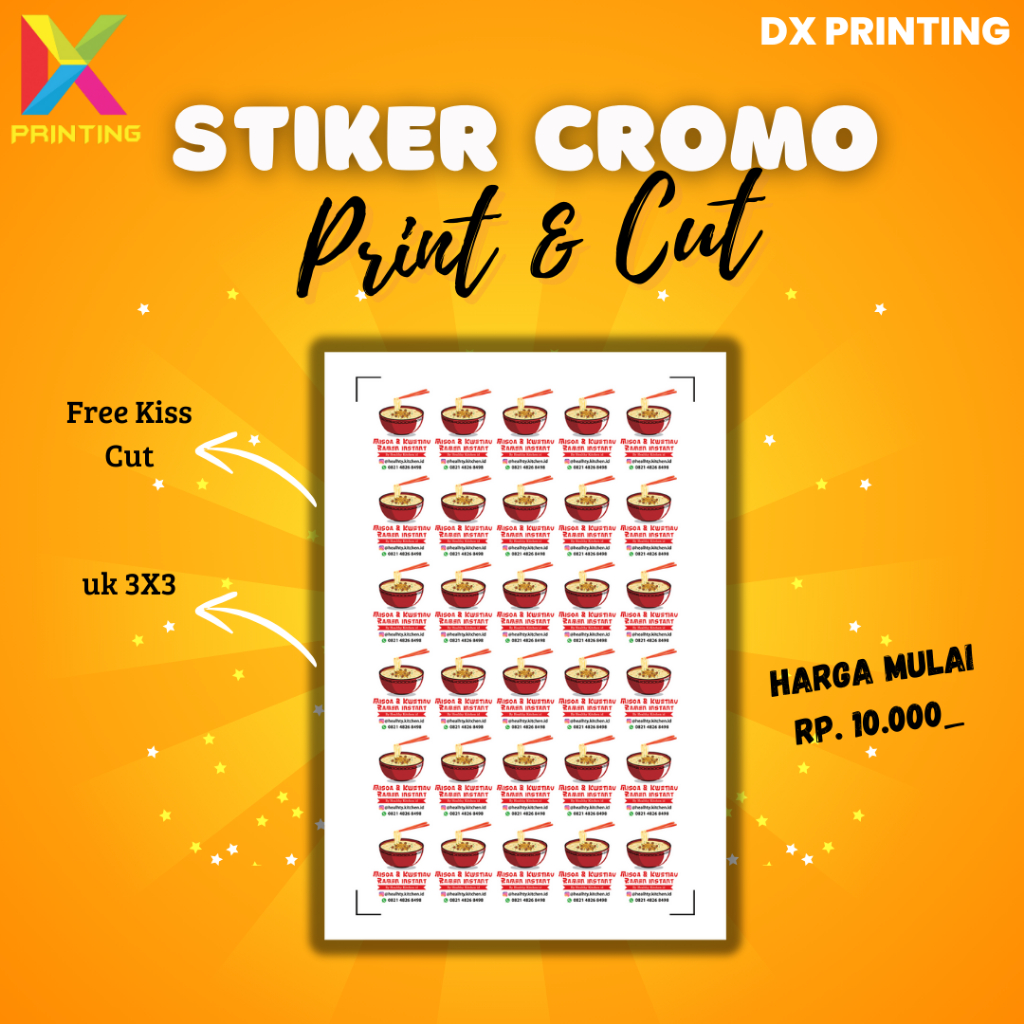 

Sticker Chromo A3+, Cetak Kiss Cut Stiker Label Kromo / Cromo Murah