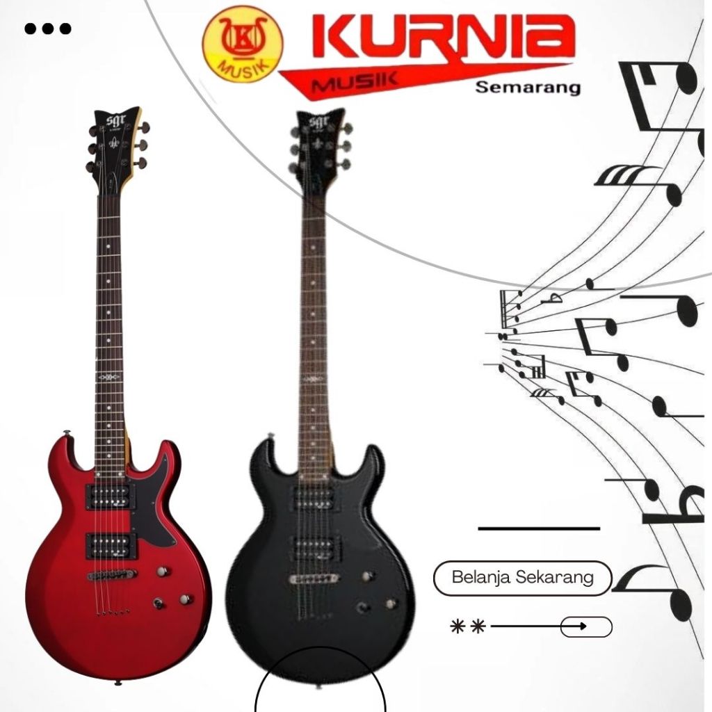 Schecter SGRS1 / SGR S1 / SGR-S1 Black & Metalic Red Electric Guitar With Bag