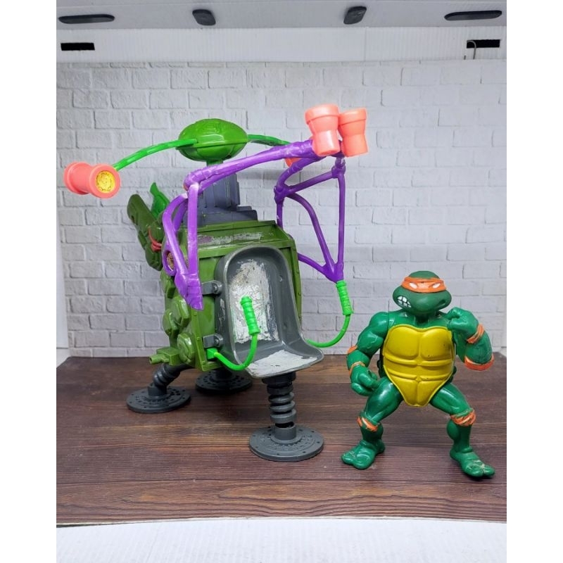 Preloved Vintage TMNT Pogocopter Helicopter dan Figure TMNT 1988 ori Playmates Toys