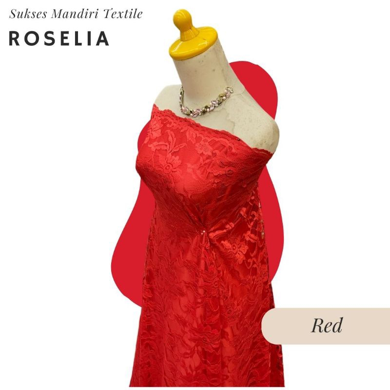 [ROSELIA] Brukat Warna RED/Merah| Harga ½ meter = 50 cm (Bahan Dress Bridesmaid, Kondangan, Kebaya M