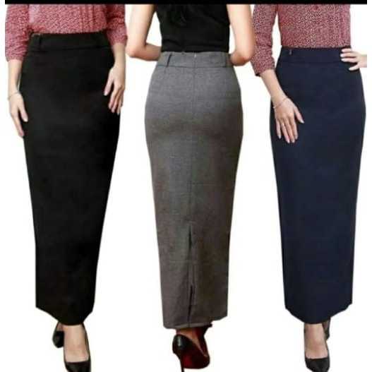 ROK SPAN REMPEL BELAKANG /ROK KERJA WANITA SPAN HITAM