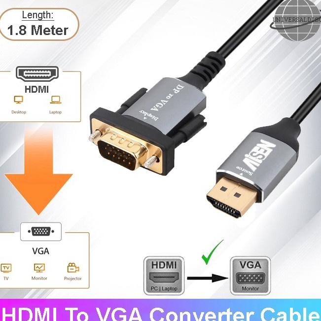 Dtj Kabel HDMI to VGA 18meter 3meter HD Adapter Cable  Kabel Converter Hdmi To Vga 18m 3m