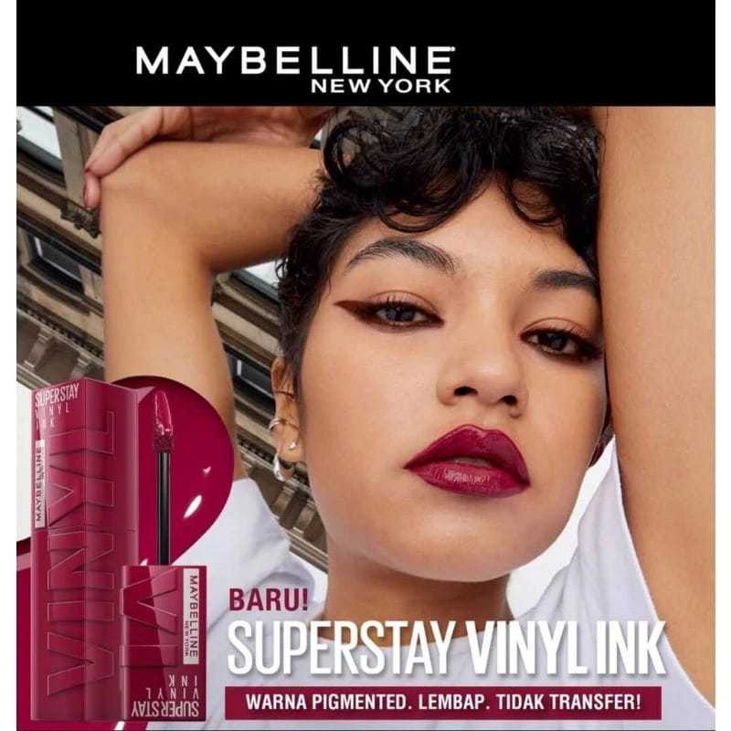 MAYBELLINE - Superstay Vinyl Ink Shiny Lipcream Make Up 4.2 ml - Ombre Gloss Lipstick Lipstik Tahan 