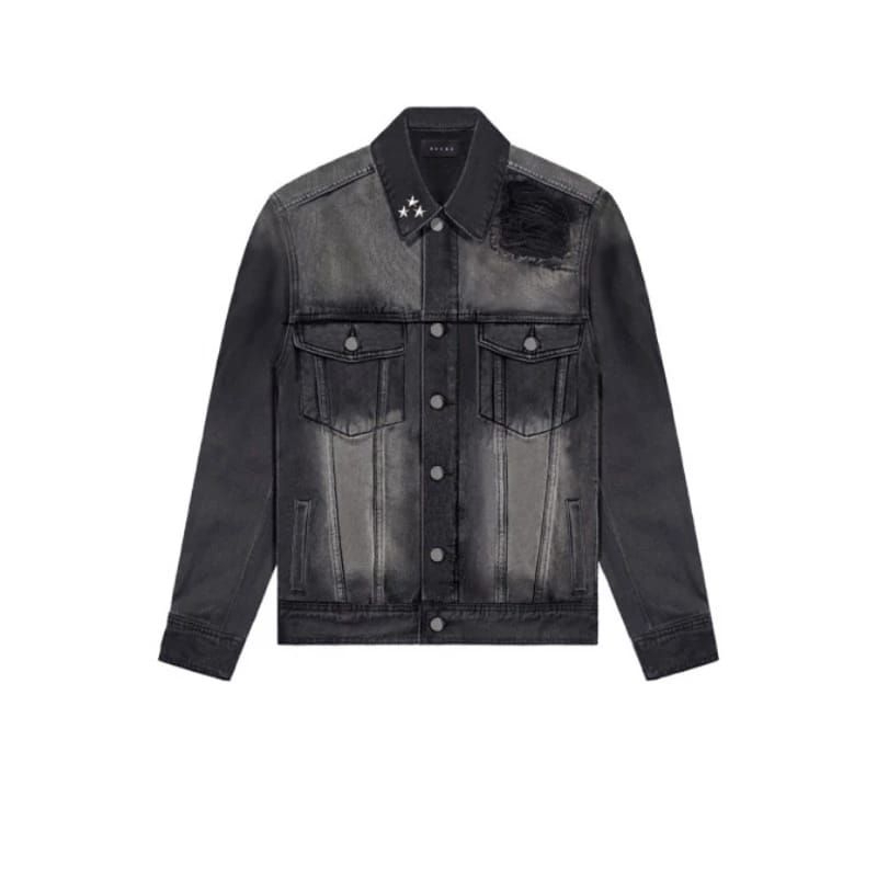 Rucas Jade Black Biker Denim Jacket