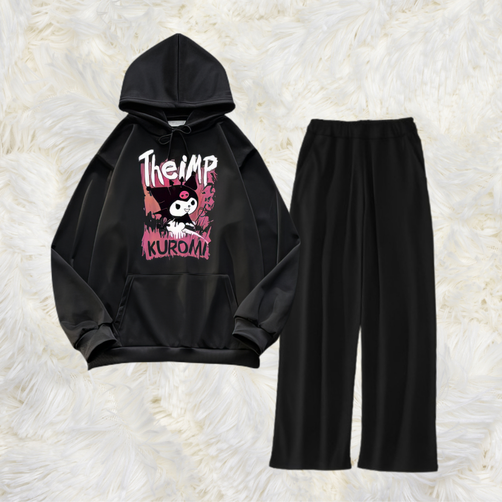 JBF Setelan Sweater Hoodie Remaja Dan Celana Kulot Theimp Kuromi