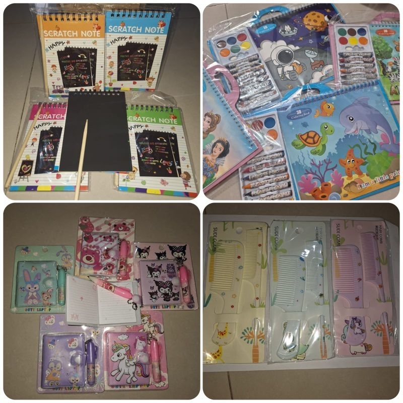 

Coloring book/ Scratch note/ Mini note+pen/ Sisir karakter