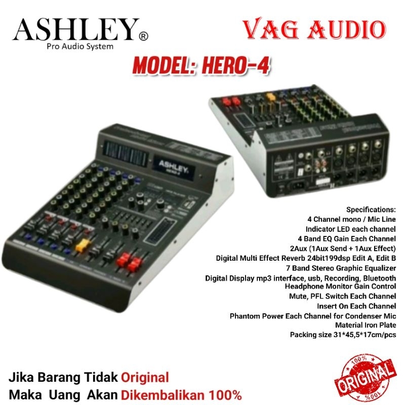 MIXER ASHLEY HERO-4, MIXER 4 CHANNEL HERO 4