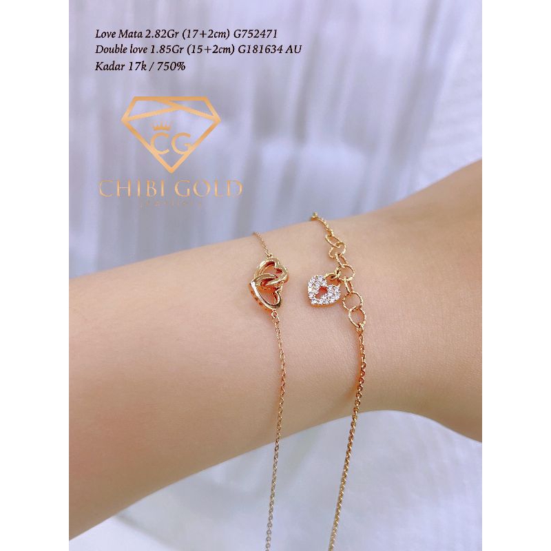 CHIBIGOLD - Gelang tangan DOUBLE LOVE emas asli ITALY G752471  #chibigold