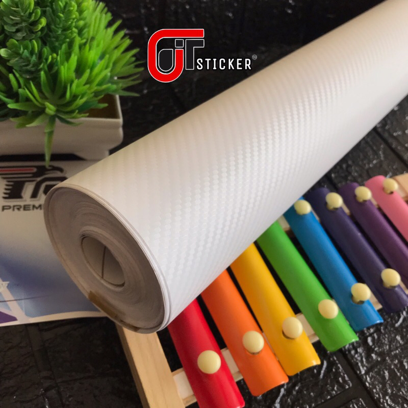 skotlet karbon putih 3D sticker scotlite profix premium color vinyl (P 50cm x L 45cm)
