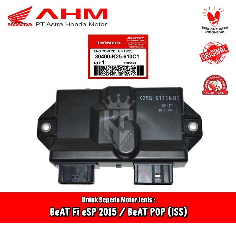 30400 K25 610C1 ECU ECM CDI Honda BeAT Pop Scoopy Fi eSP Stater Halus ISS Original AHM 611