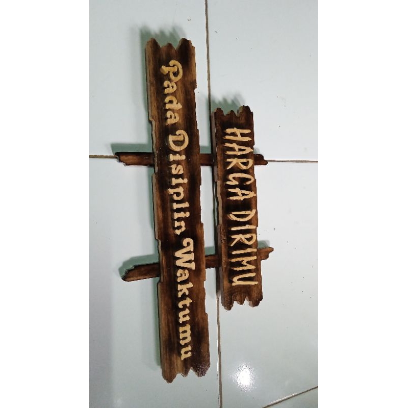 

papan nama kayu, bisa request model huruf