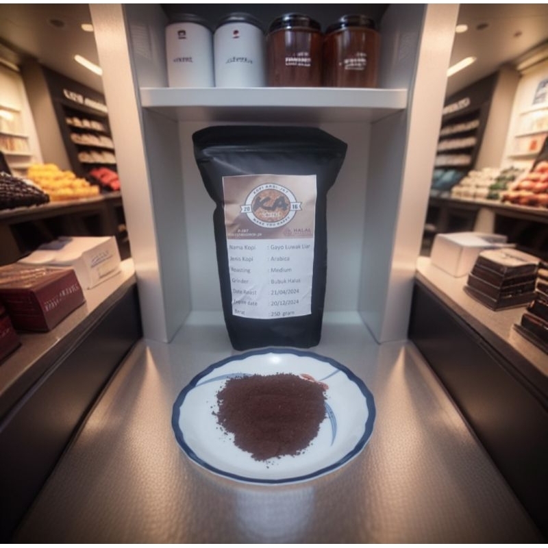

Kopi Biji Roasting/Bubuk Arabica Luwak Liar arabica 100 Gram Halal dan berijin