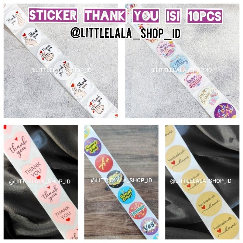 Sticker Thank You isi 10pcs, Happy Birthday, Home made/hand made/Stiker Motivasi