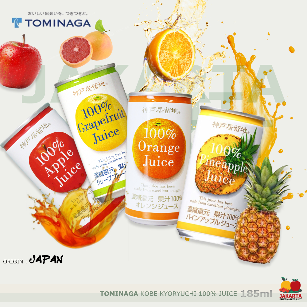 

TOMINAGA KOBE KYORYUCHI 100% JUICE ALL APPLE Apel / PINEAPPLE Nanas / Grapefruit / Orange Jeruk / Minuman Buah segar