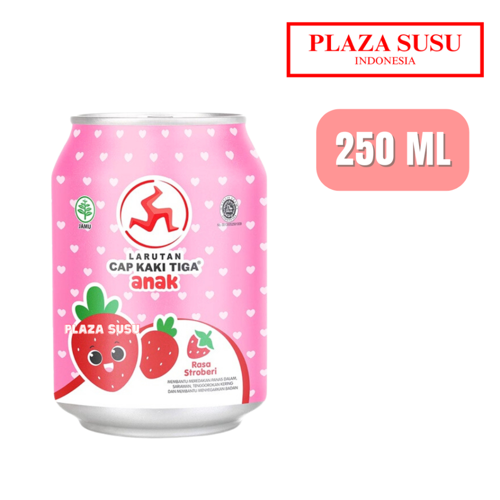 

LARUTAN ANAK CAP KAKI TIGA 250 ML KALENG RASA STRAWBERRY STROBERI