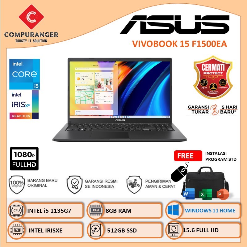 Laptop Asus Vivobook 15 F1500EA - Core i5 1135G7 8GB RAM 512GB SSD Windows 11