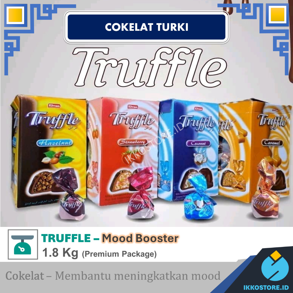 

Coklat Turki Truffle Elvan 1 dus Coklat Cici Flash Bag Mix Hazelnut Caramel Coconut Strawberry