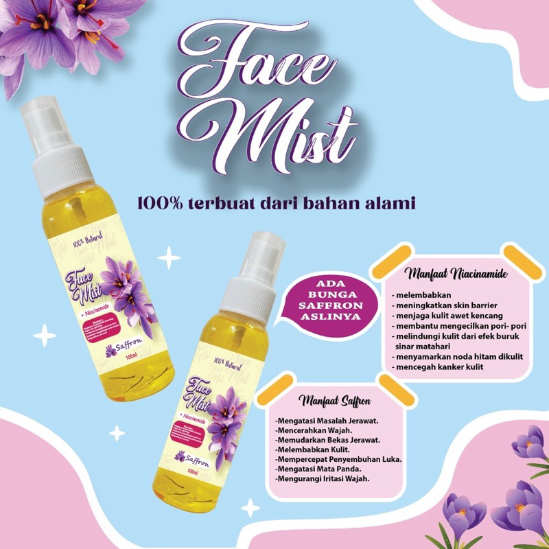 [DS] Facemist safron BPOM face mist saffron bright & glow