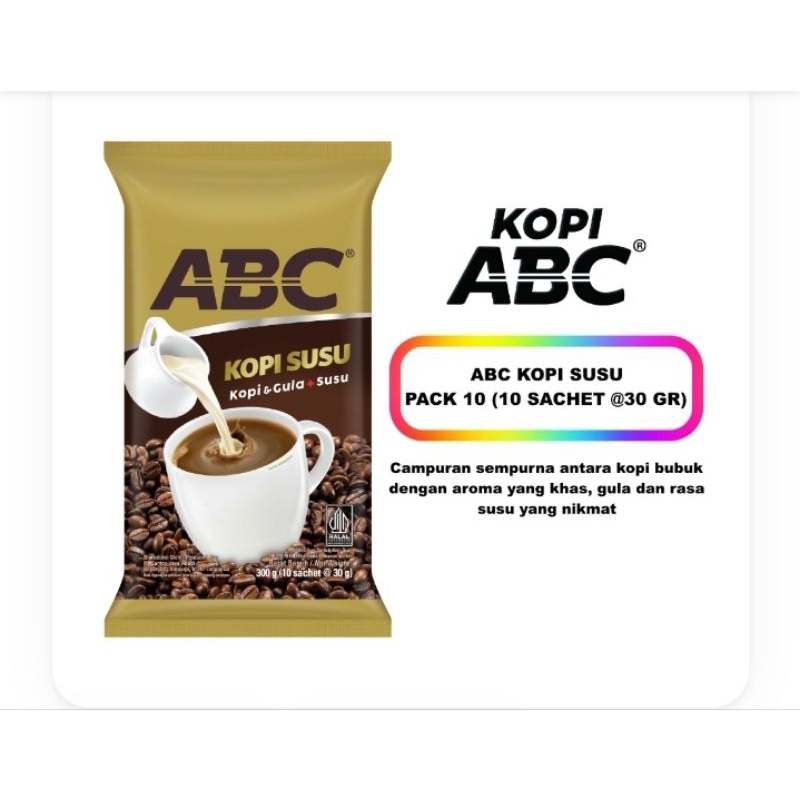 

kopi ABC kopi+gula+susu harga 1 renteng x 30gr x 10 sachet