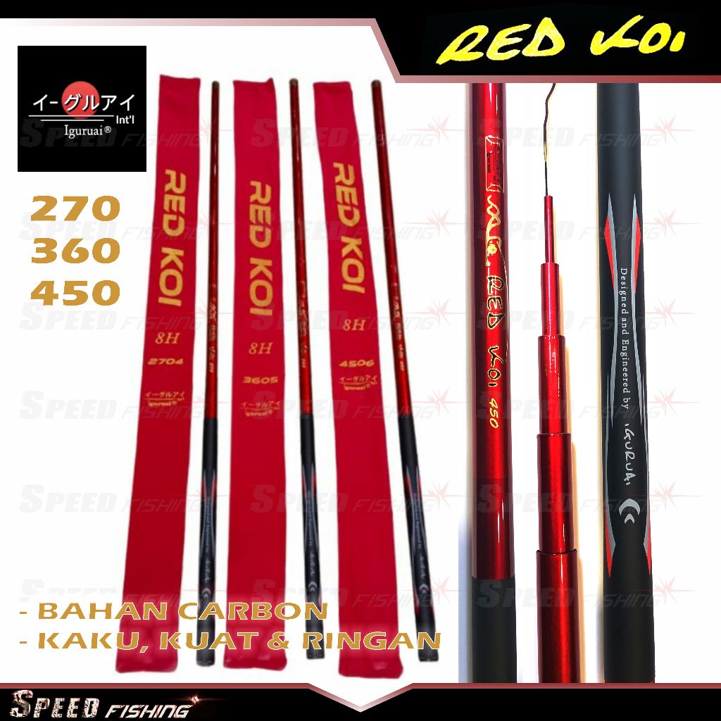 Tegek Iguruai Red Koi 270 360 450 Carbon Pole Rod