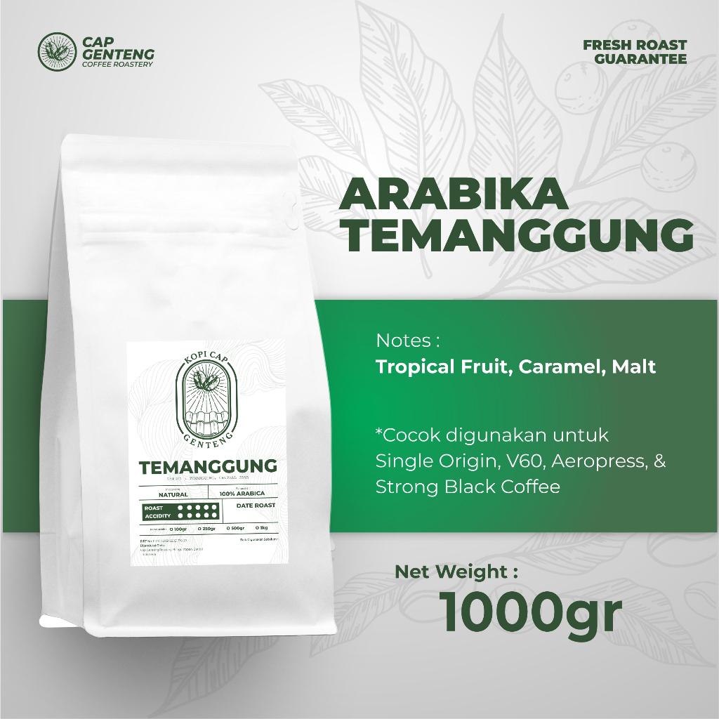 

ARABIKA TEMANGGUNG KOPI BIJI/BUBUK 1KG - CAP GENTENG