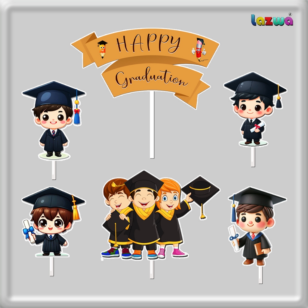 Topper cake Graduation wisuda pria hiasan buket kue