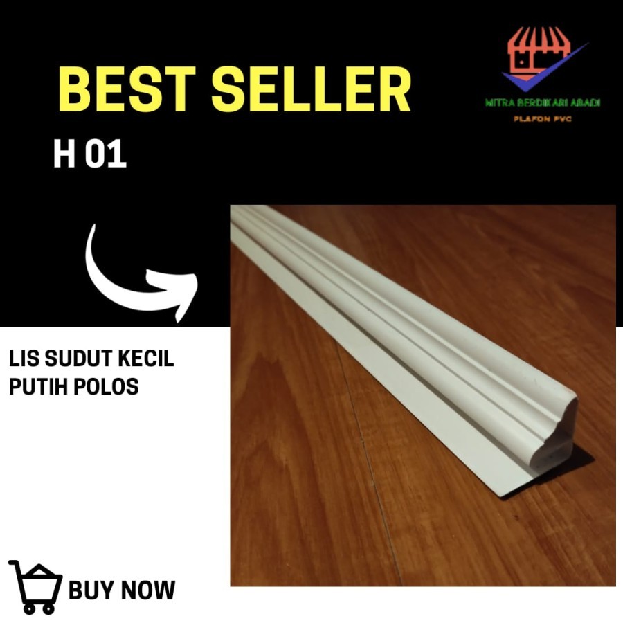 Lis sudut Plafon PVC Motif Putih Polos H 01.