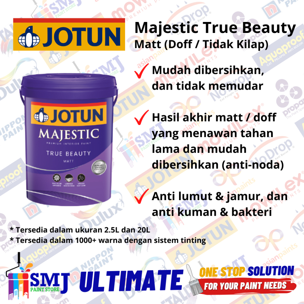 Cat Tembok Interior Jotun MAJESTIC TB MATT Warna 0001 White 20L