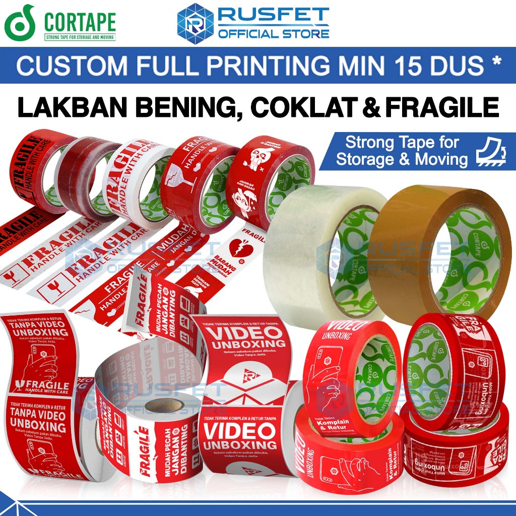 

Lakban Bening Coklat Fragile Isolasi Stiker Opp Tape Perekat Packing Premium Termurah CORTAPE RUSFET CORX /SATUAN