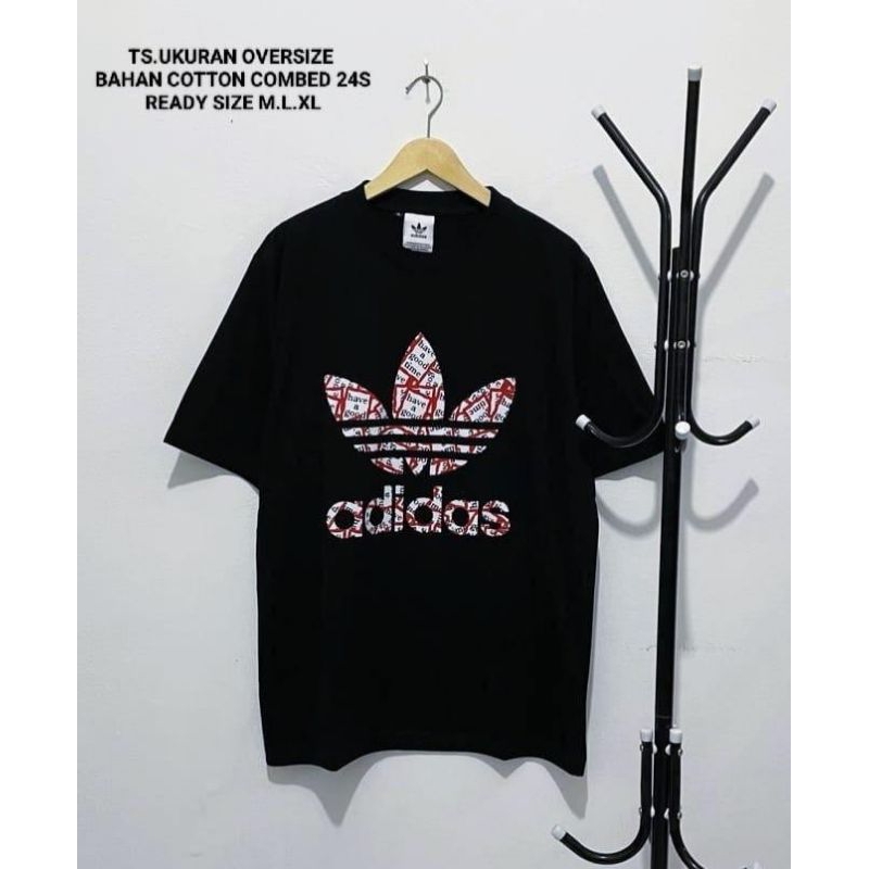 KAOS DISTRO OVERSIZE ADIDAS HITAM PRIA PREMIUM COMBED 24S MURAH