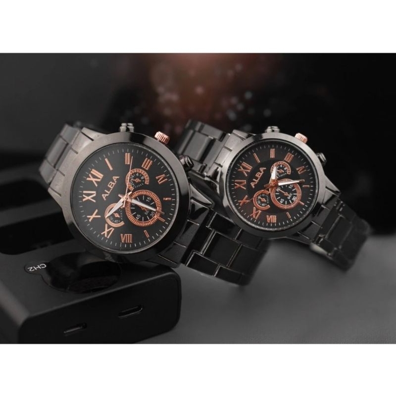 jam tangan couple pria wanita Alba crono fashion