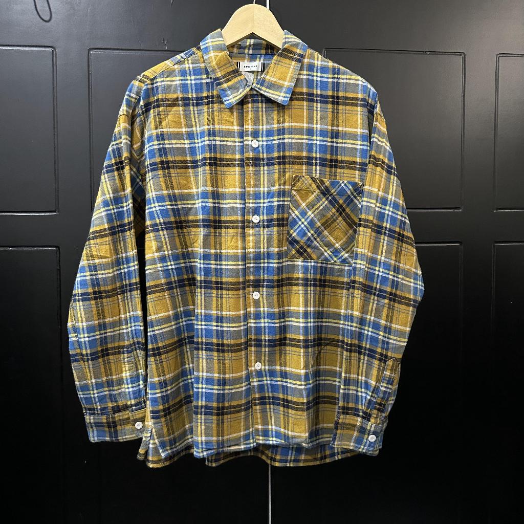 kemeja flanel browny L boxy kuning