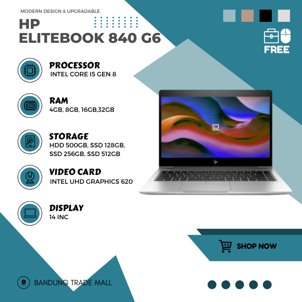 Laptop HP Elitebook 840 G6 Core I5 GEN 8 RAM 32GB SSD 512GB MULUS LIKE NEW