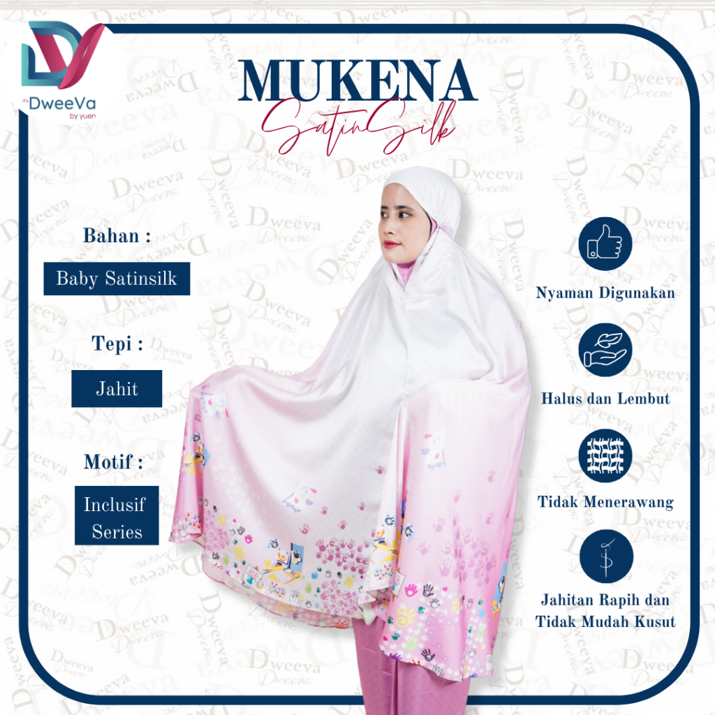 Dweeva Mukena Dewasa Satin Silk Inclusif Series Mukena Travelling Motif