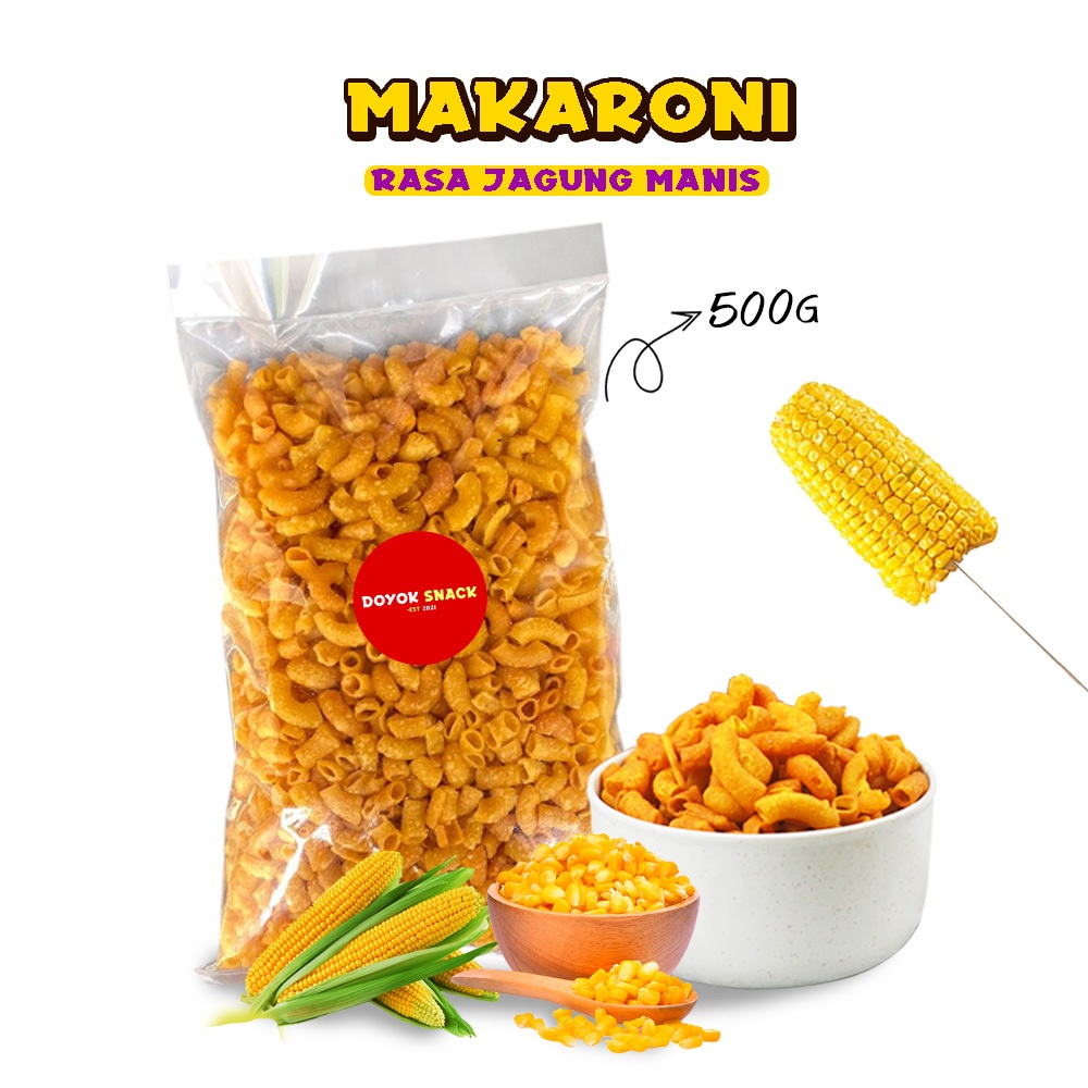 

500 gram MAKARONI JAGUNG MANIS BAKAR MAKRONI GORENG CAK DOYOK BANTAT PIPA KRIUK CRISPY KREMES PREMIUM MURAH LEZAT NIKMAT SNACK MAKANAN RINGAN JAJAN JAJANAN KEKINIAN MURAH TERLARIS