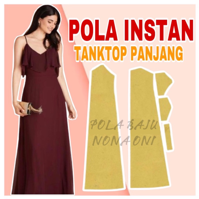 BISA COD✔️ Pola instan tanktop panjang - pola baju instan dress wanita - pola baju sudah berkampuh 1