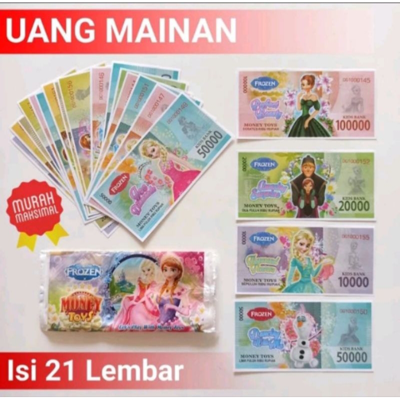 UANG MAINAN ANIMASI KARAKTER LUCU ISI 21 LEMBAR / KERTAS SORVENIR