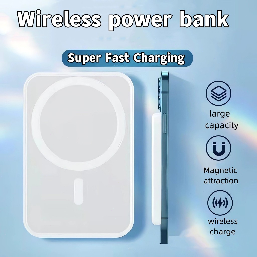 【100% baru】Powerbank iphone/MagSafe Battery Pack Power Bank/Mini Powerbank Charger IOS & Android Mag