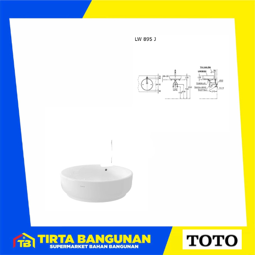 TOTO LW895J Omni Bulat Wastafel Meja Body Only Tanpa kran & Fitting