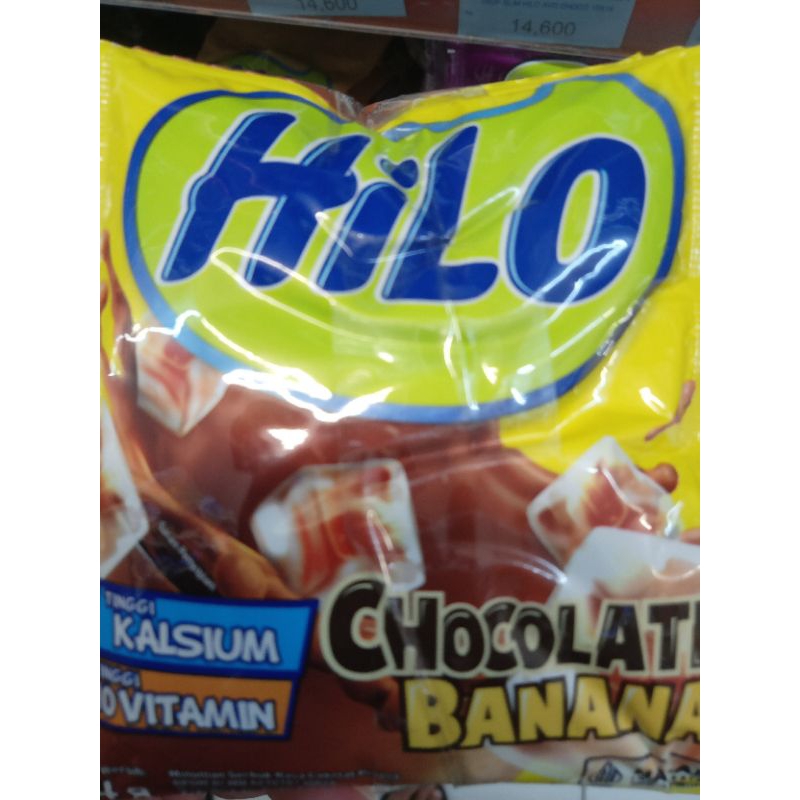 

minuman serbuk susu HiLO rasa choco banana per renceng isi 10 sachet