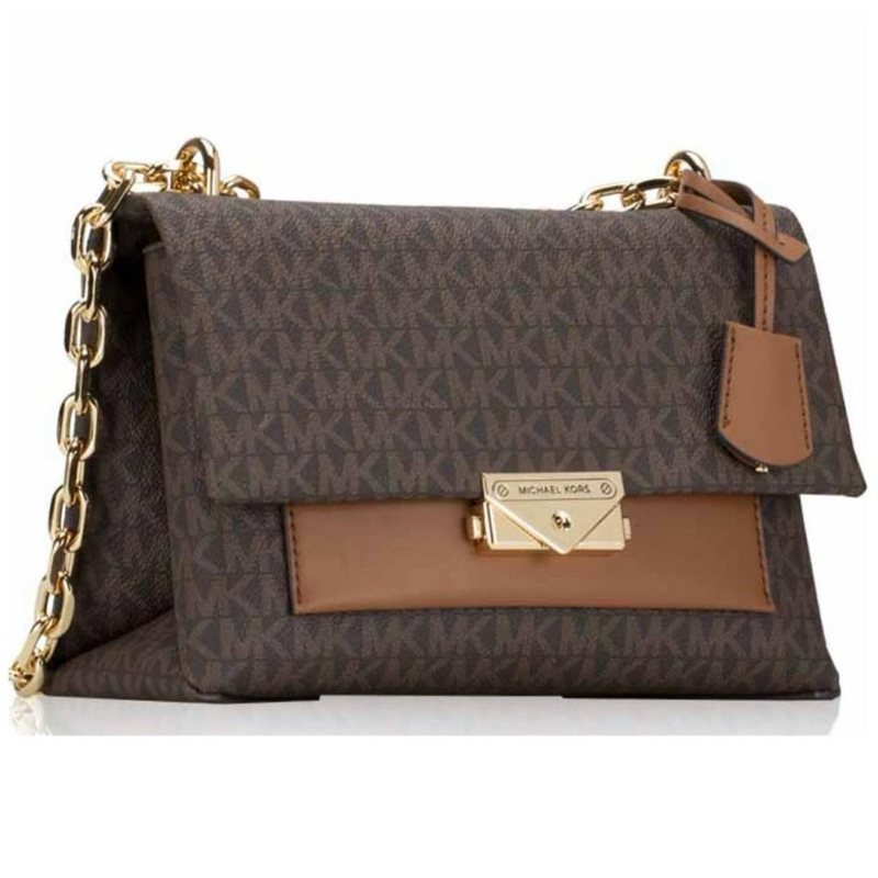MK Cece Medium Flap Pocket Shloulder Bag Signature Brown