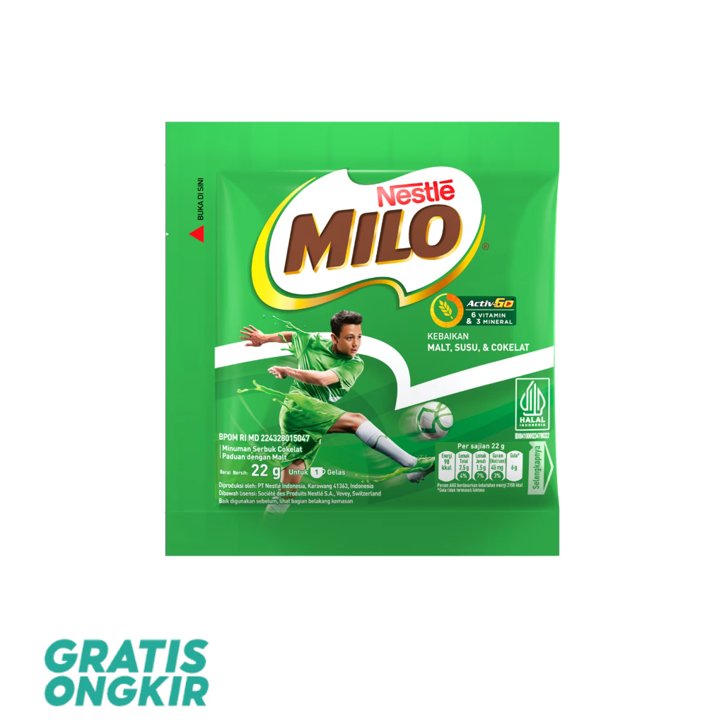 

Susu Coklat Milo Saset 22gr Renteng 1 Renceng 10 Sachet